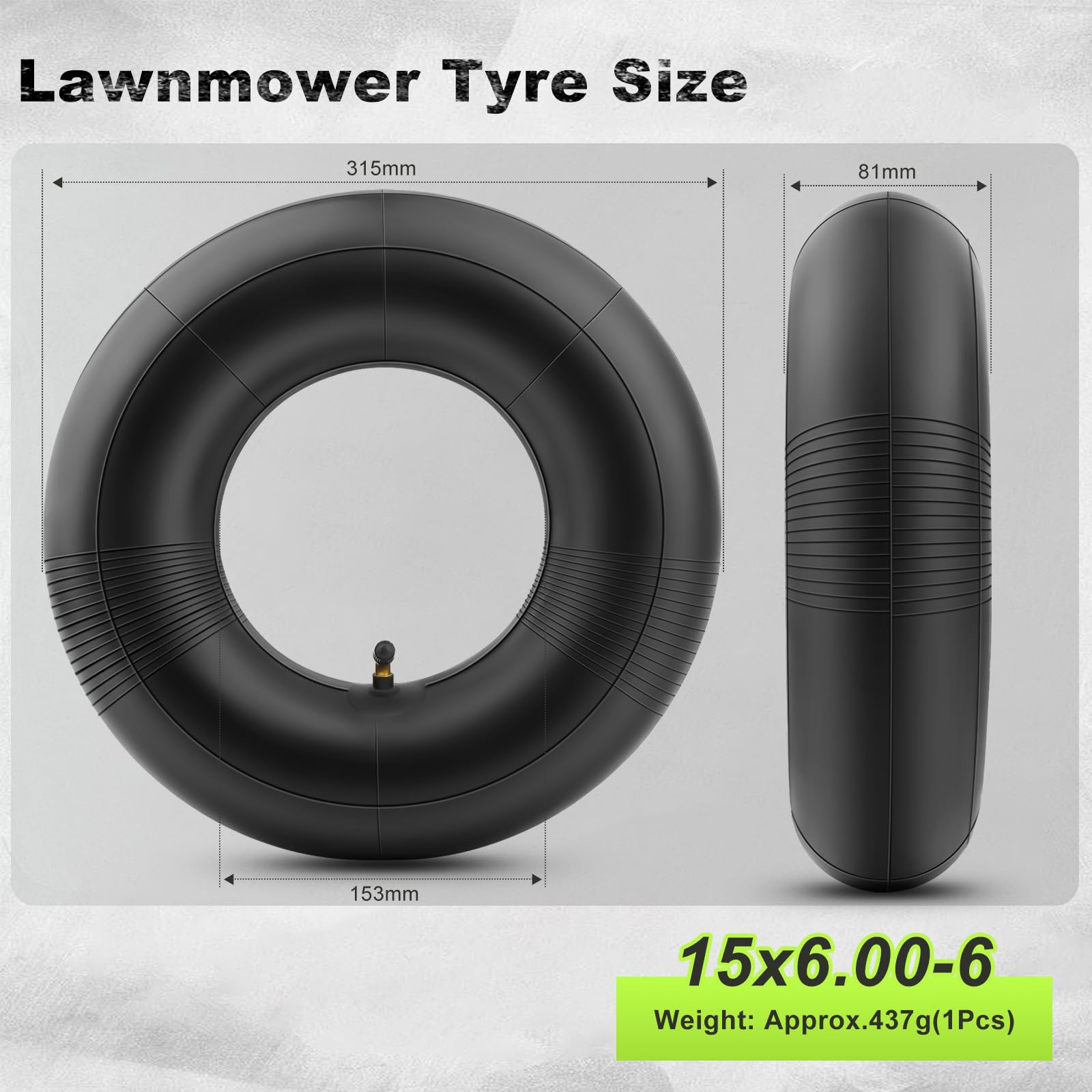 15x6.00-6 Schlauch, Rasentraktor Reifen mit Winkelventil, Dicker Ersatzschlauch für Rasenmäher, Hoftraktoren, ATVs, Schubkarren, Go-Karts, Golfwagen, Gartenanhängern, Rasentraktor