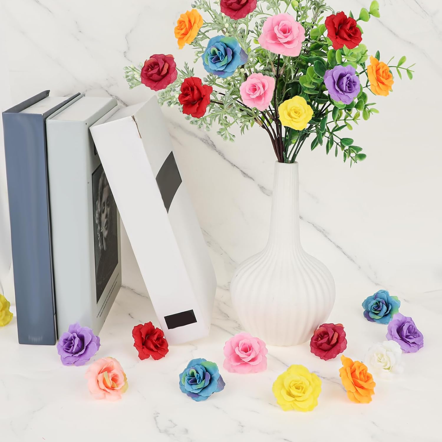 30 Pcs Artificial Flowers Heads Peony Roses Artificial Flowers Decorative Small Fake Flowers, Mini Silk Flower Heads Fabric Flowers, Faux Fabric Flowers Wedding Home Birthday Decoration(10 Colors - Image 6