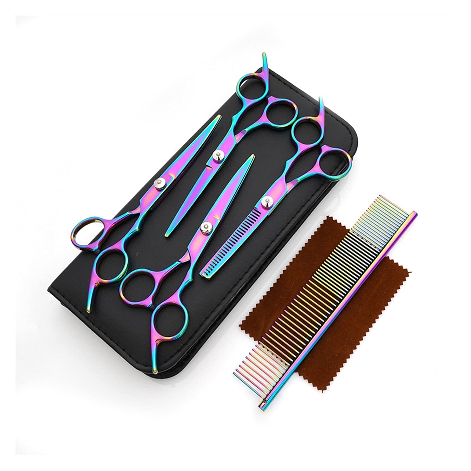 Ciseaux Coiffure/Ciseaux Cheveux Chien Ciseaux Set coupe rhéofluidifiant for chiens Beauté Animaux coupe Canine Coiffeur cheveux Toilettage Kit cintrées Ciseaux à effiler Ciseaux salon Coiffure ( Colo