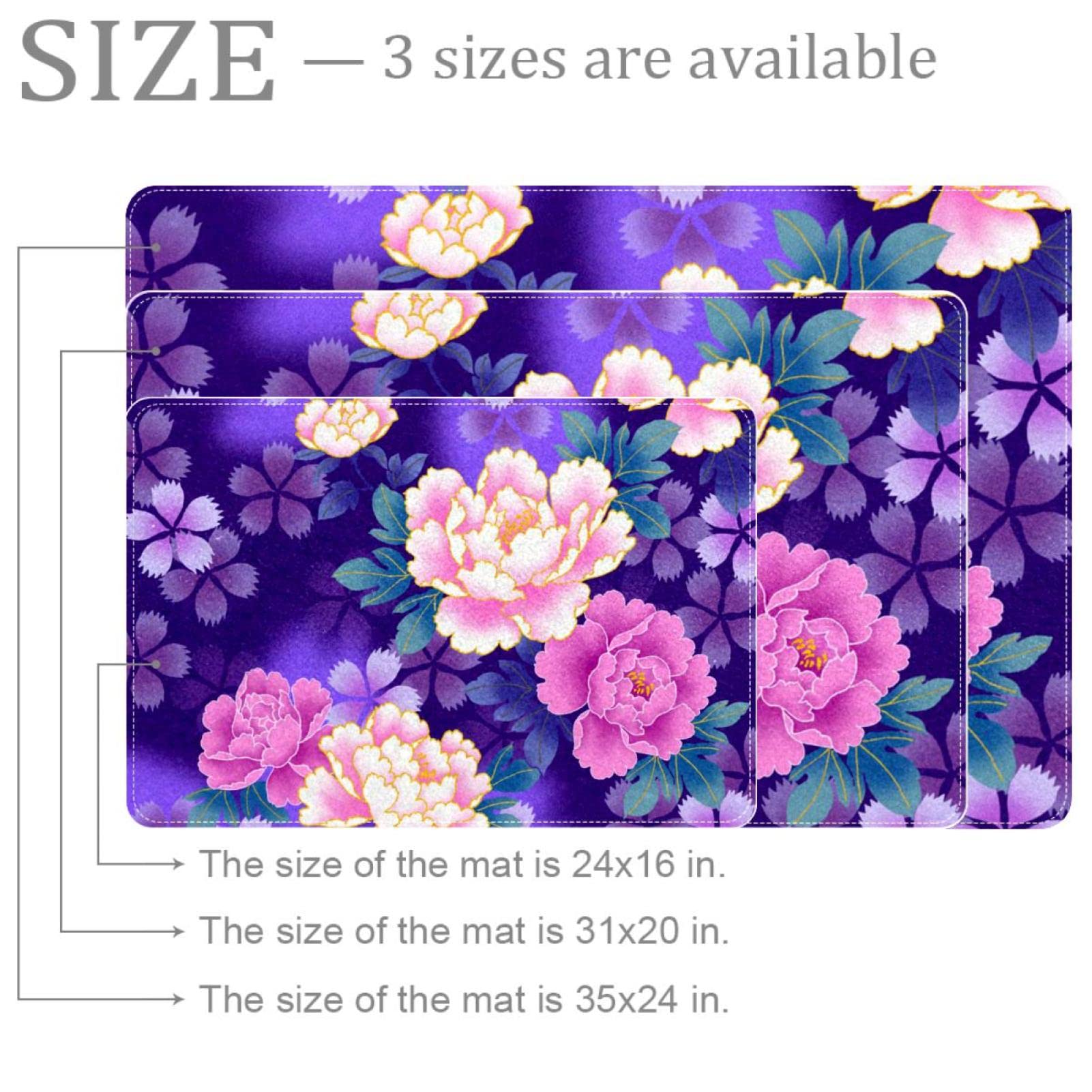 WOSHJIUK Zerbino 20x31 pollici Tappeto,fiori rosa viola,Tappeti per soggiorno, tappetino per tappetino per camera da letto