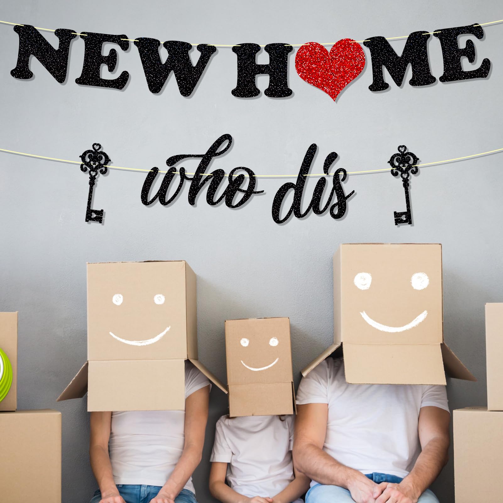 Ushinemi Glitzer-Banner 'New Home Who Dis' | Ca. 15,2 Cm Pro Buchstabe | Für Einweihungsparty & Deko