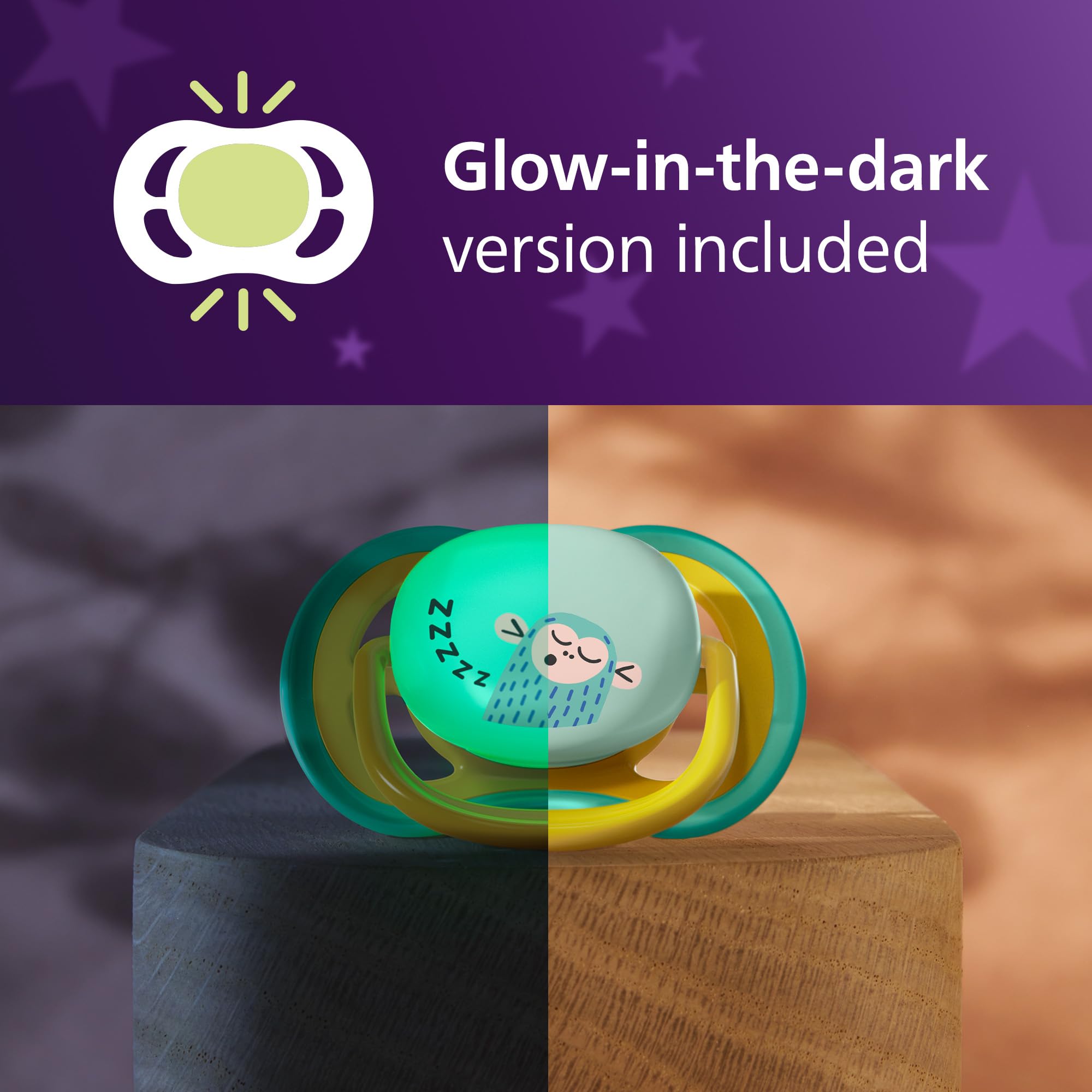 Philips Avent Ultra Air Day & Night Soothers, Orthodontic Design, for Babies 18 Months+, Glow-in-The-Dark Version - Image 4
