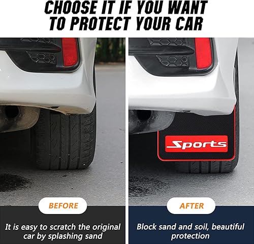 Miniatura 3 de Mini tamaño de goma suave coche universal aletas barro guardabarros para todo clima, se adapta a sedán, hatchbacks, accesorios exteriores negro +