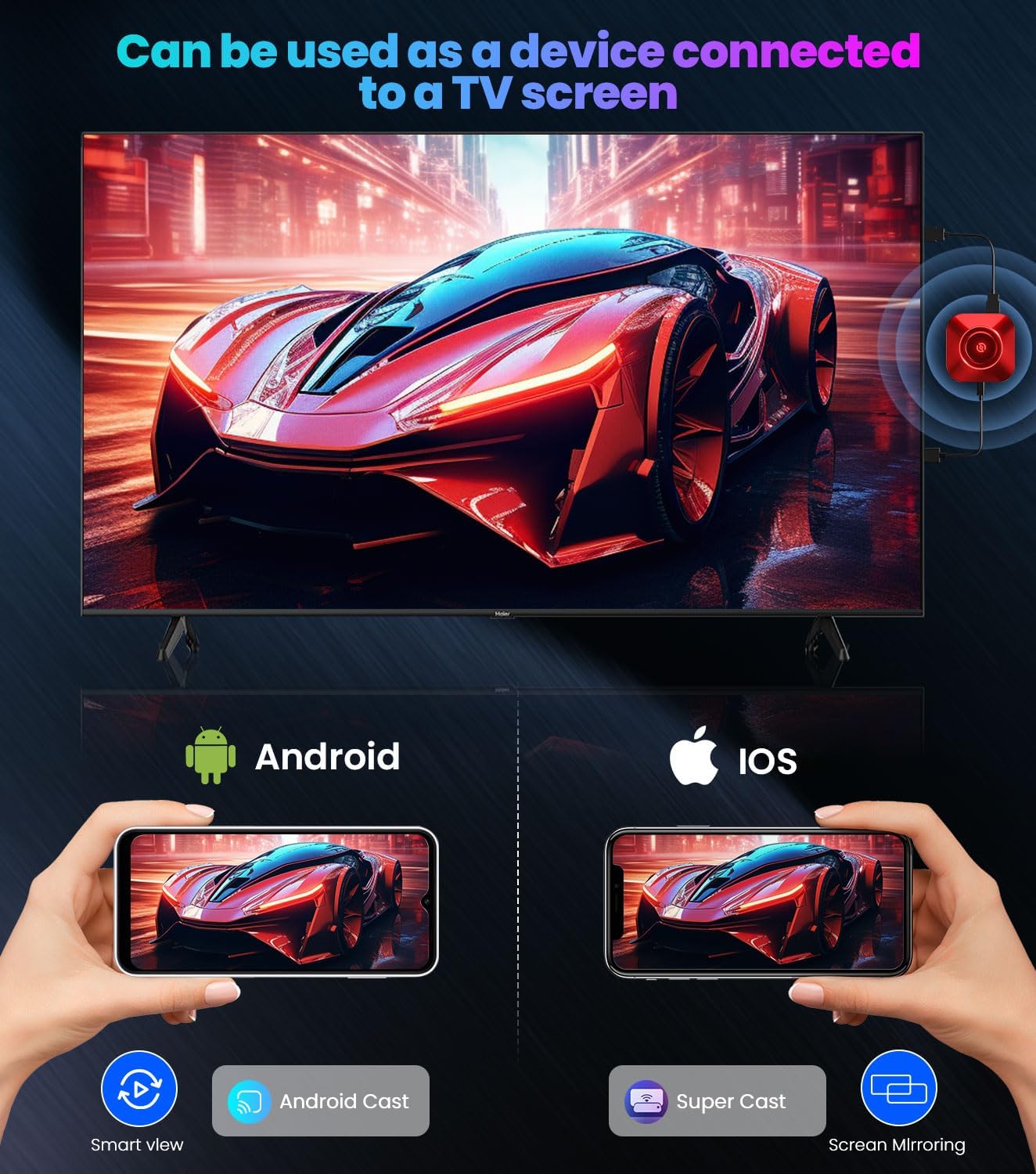 CarPlay Magic Ai Box,Wireless Auto Adapter to All Your Favorite Streaming Apps, Wireless CarPlay Adapter for Factory Wired CarPlay Cars from 2015