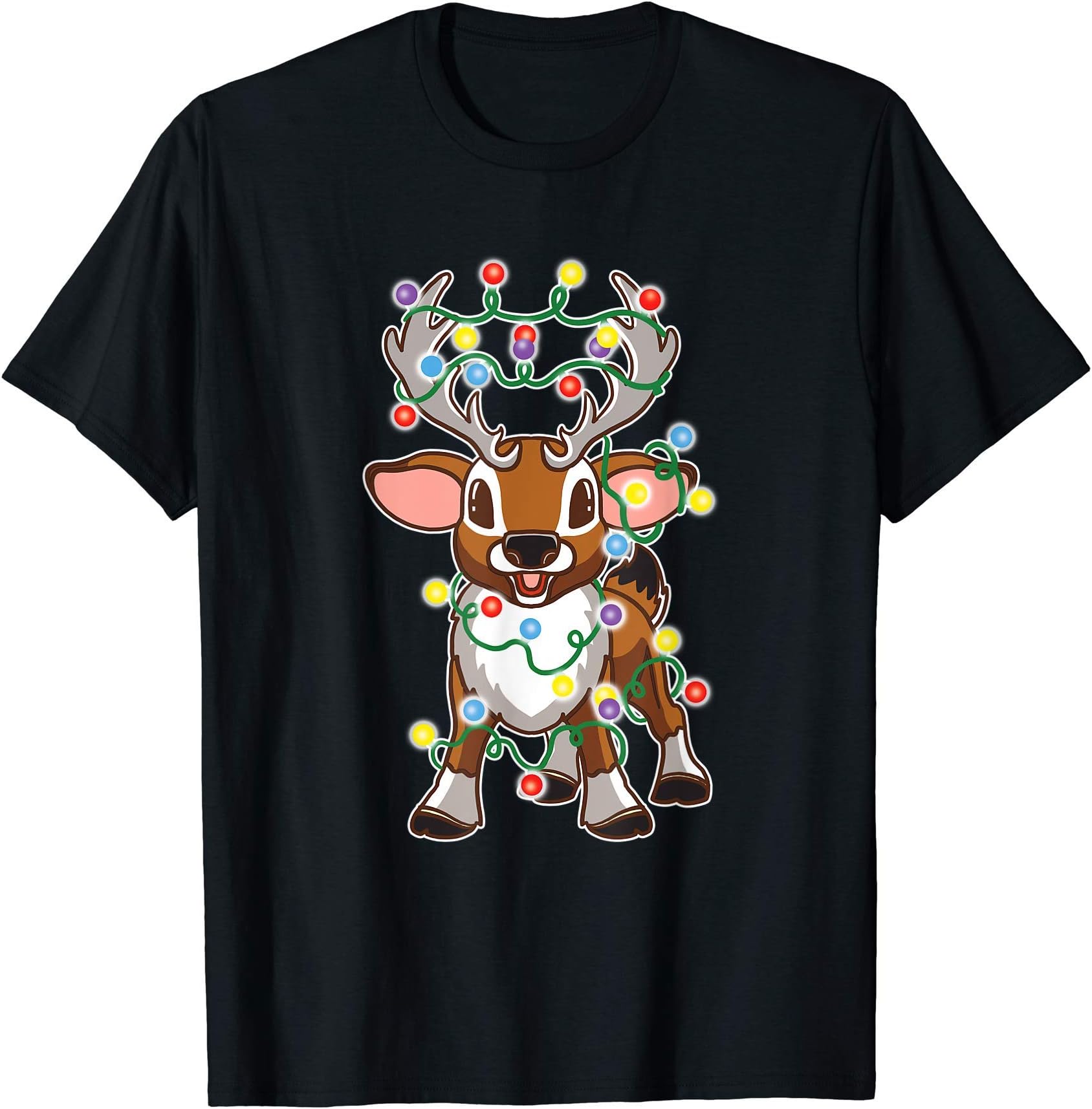 Baby Reindeer Cute Reindeers Deer with Christmas Lights Kids T-Shirt