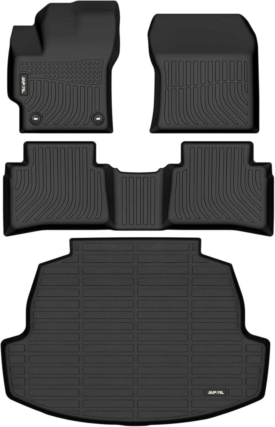 AIPOIL® Floor Mats & Cargo Liner Set for 2020-2024 Toyota Corolla & Corolla Hybrid (Only Sedan) All Weather Protection TPE Anti-Slip Automotive Full Set Custom Car Mats Accessories - Black Corolla & Hybrid 2020-2024 Mats Set