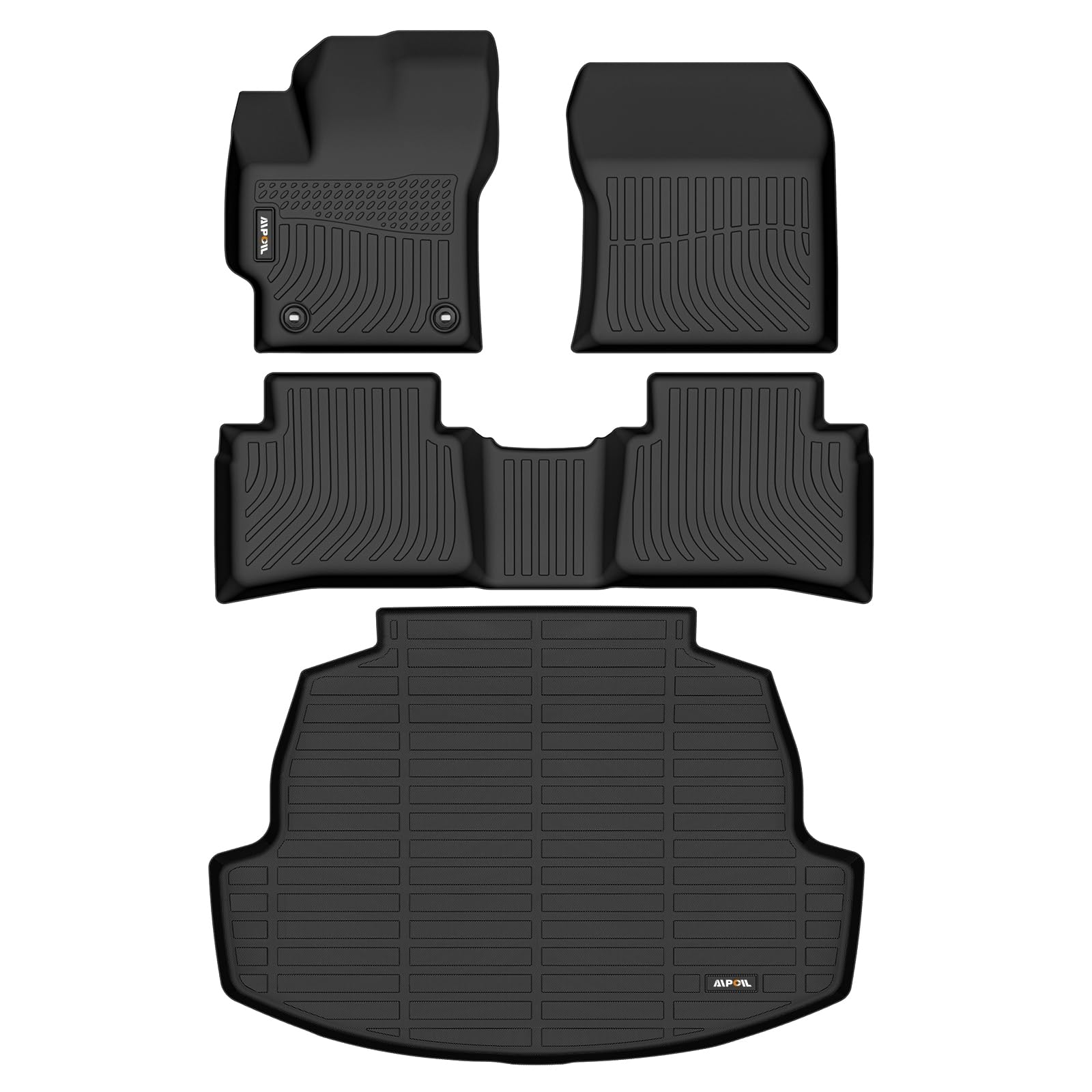AIPOIL® Floor Mats & Cargo Liner Set for 2020-2024 2025 Toyota Corolla & Corolla Hybrid (Only Sedan) All Weather Protection TPE Anti-Slip Automotive Full Set Custom Car Mats Accessories - Black
