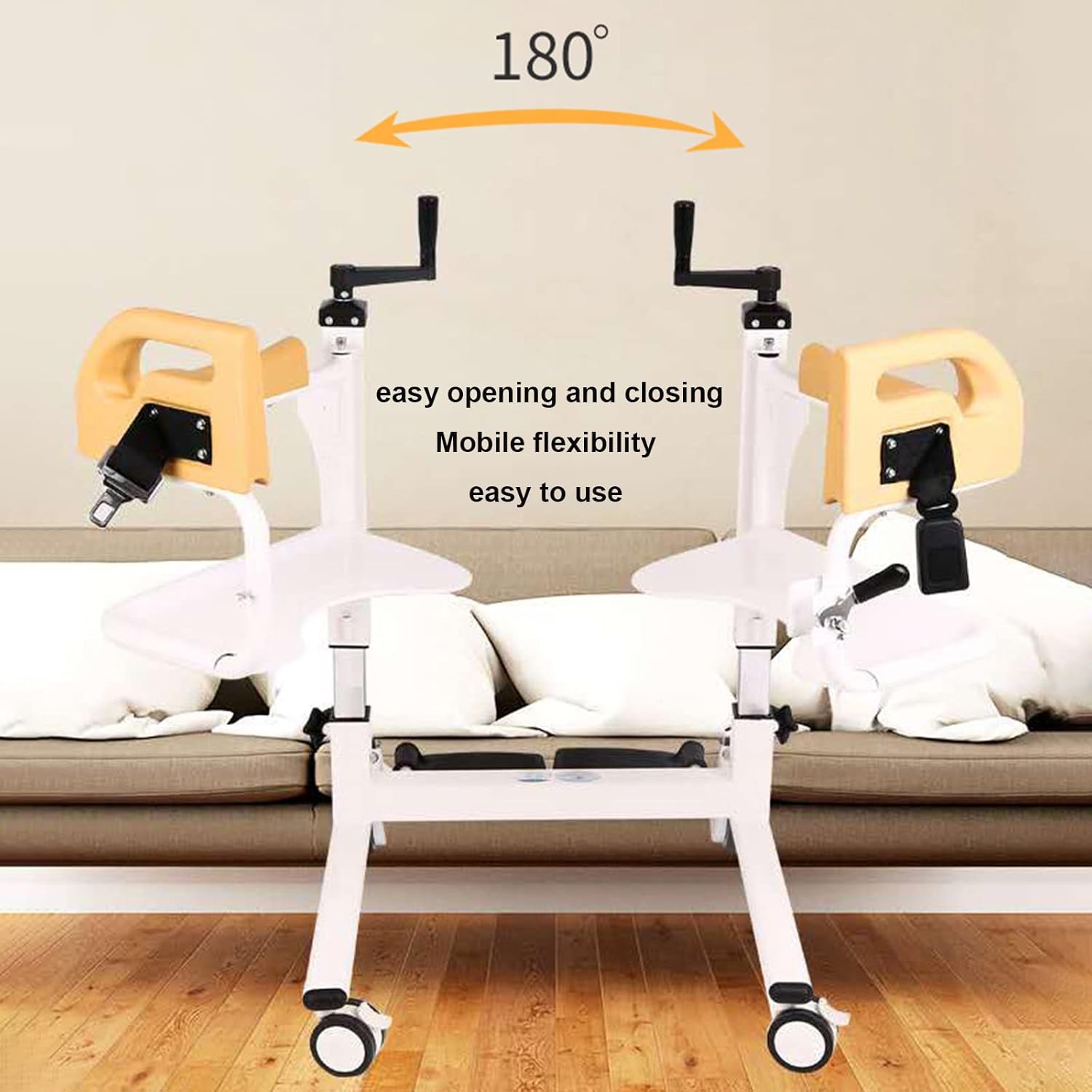YAMIA1115 Patient Wheelchair Multifunctional Liftable Transfer Chair Paralyzed Hospital Care Elderly Home with Toilet and Bath 180° Open and Close Foldable : Health & Household