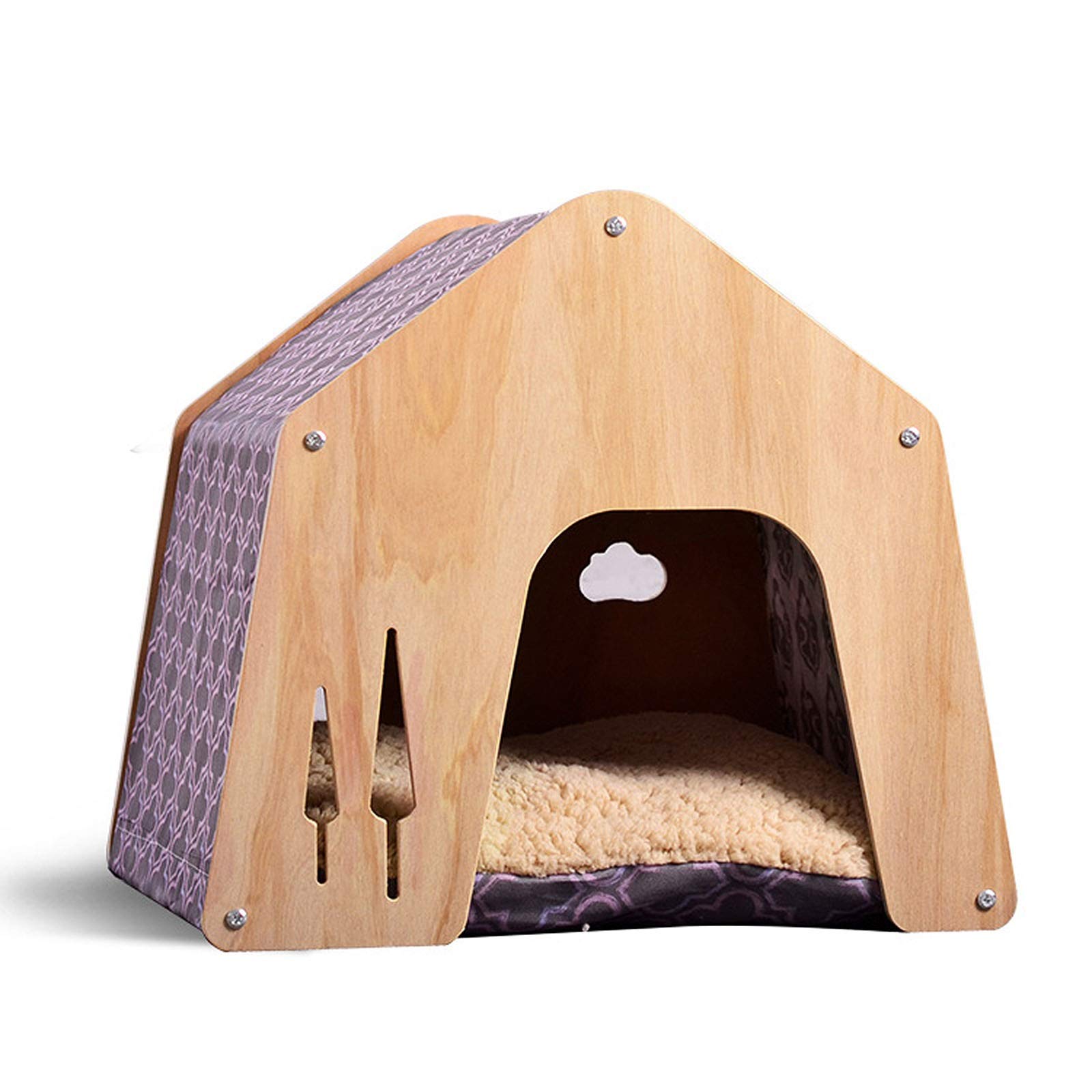 Niche chat et petit chien grise en microfibre lavable S
