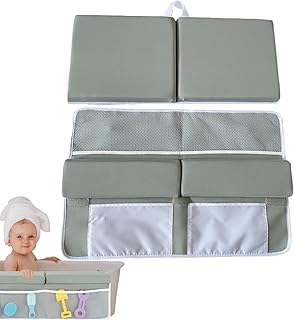 Rodilleras de baño para bebé con coderas, almohadilla extra gruesa para rodillas y coderas para bañera, coderas para bañera con organizador de juguetes y accesorios para bebés