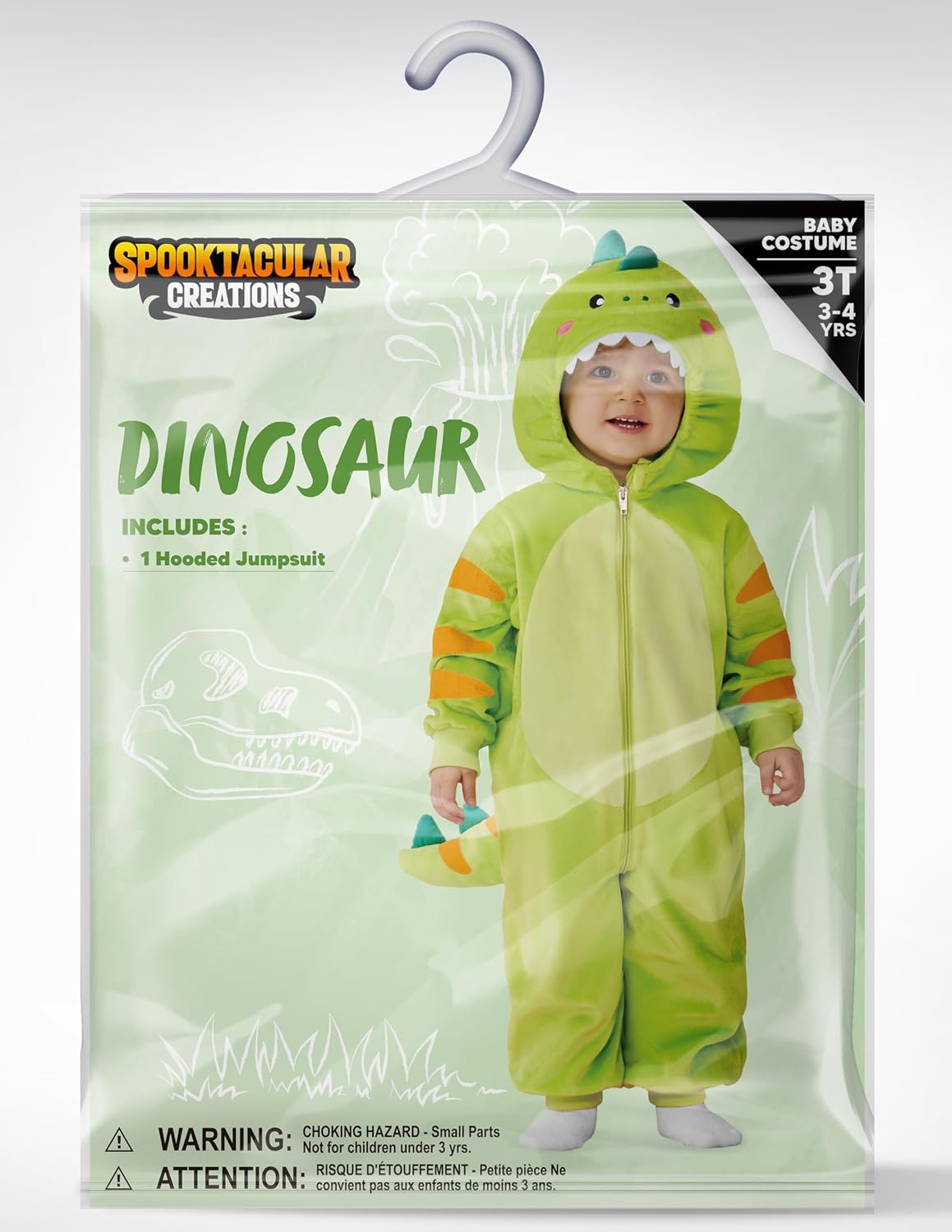 Spooktacular Creations Halloween Dinosaur Costume, Dragon Zip-up Hooded Jumpsuit for Halloween Costume Cosplay Themed Parties