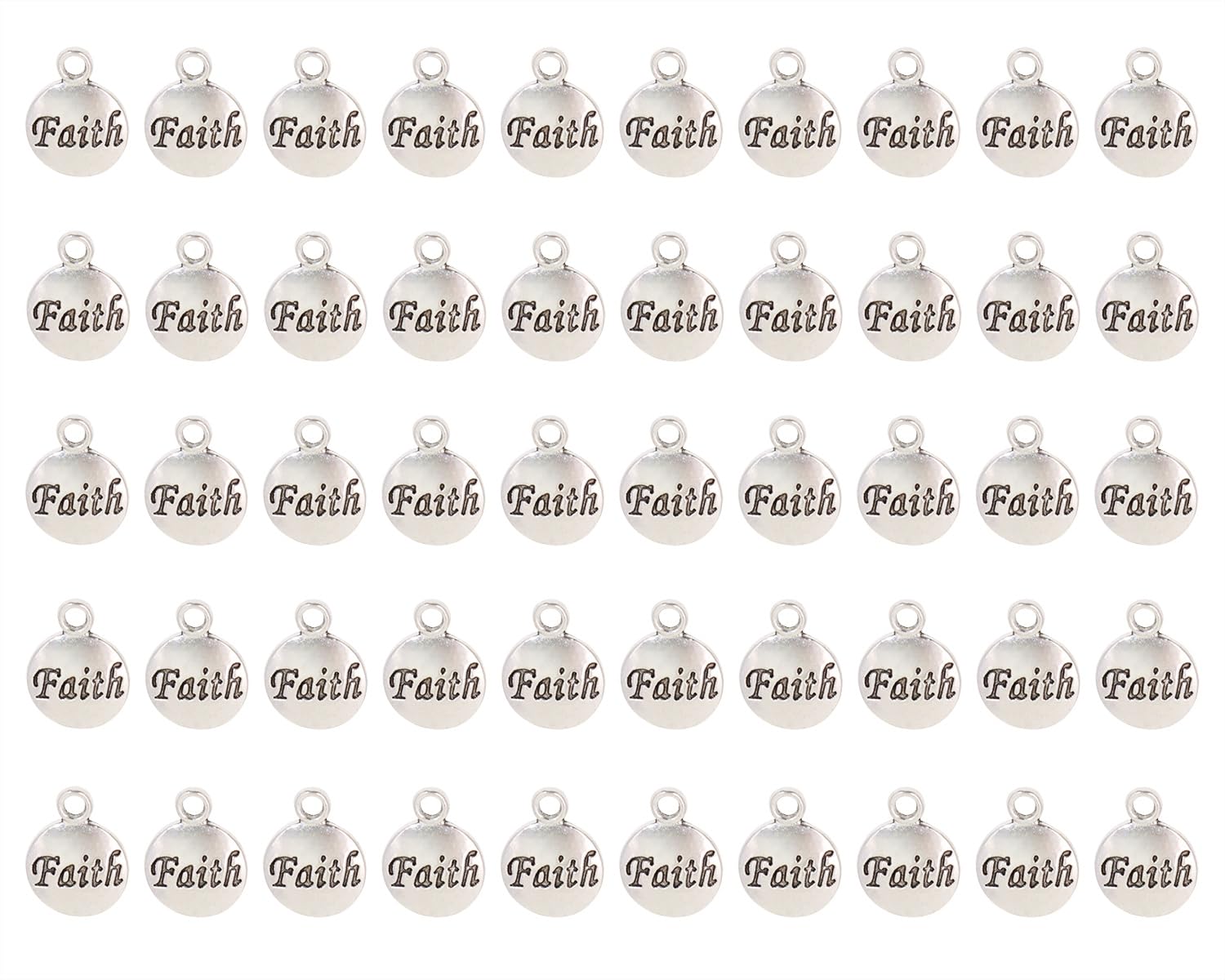 Shapenty Faith Charms Inspiration Message Charms for DIY Necklace Earring Bracelet Pendant Keychain Bookmark Jewelry Making Beading Ornaments Gift Inspiration Words Craft Projects, 50PCS