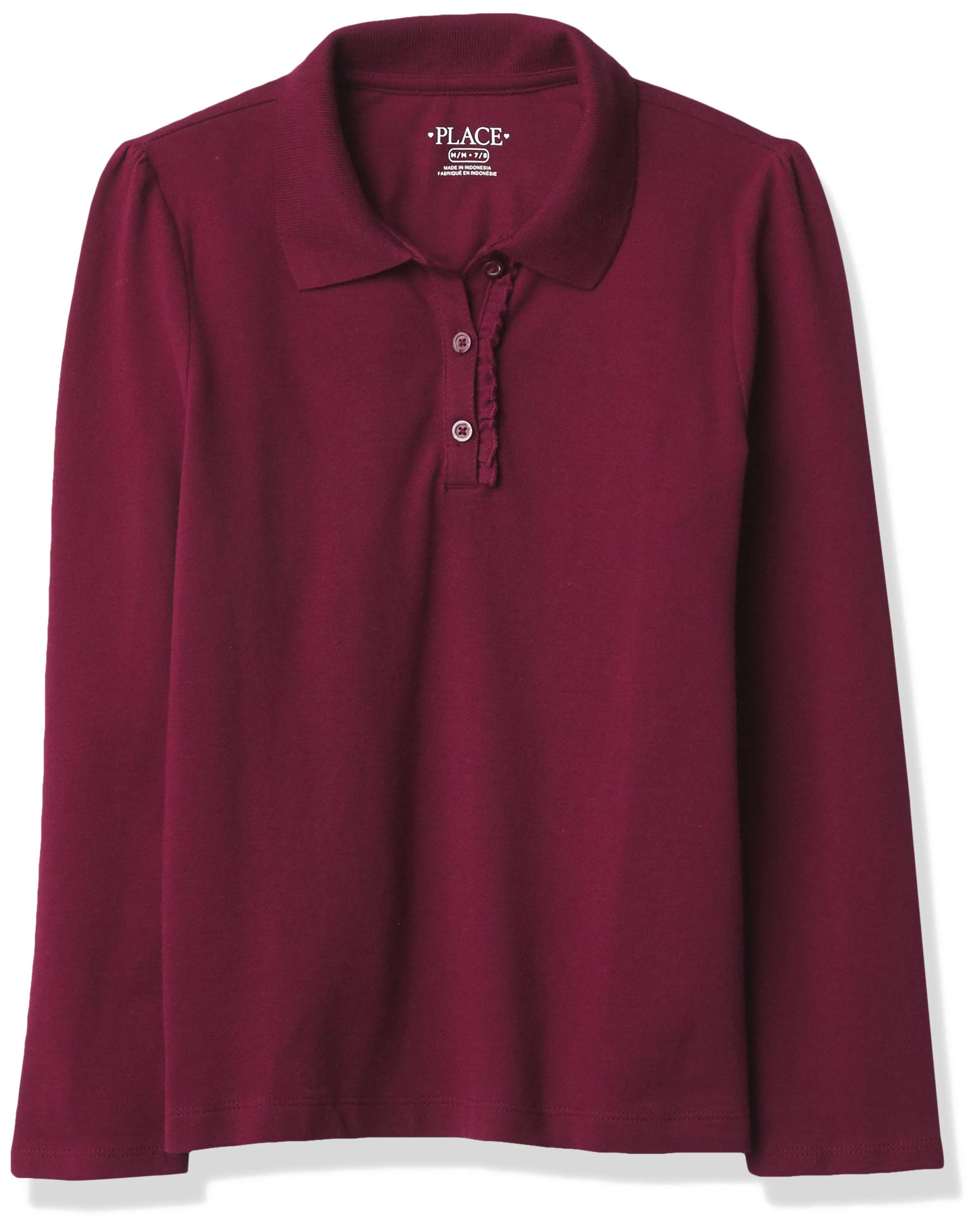 The Children's Place Girls' Uniform Long Sleeve Ruffle Pique Polo