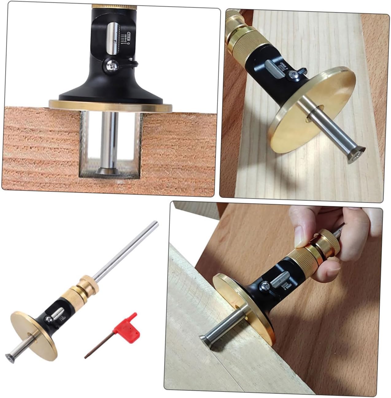 LABRIMP European Type Carpenter Marking Gauge Hard Alloy Blade, Woodworking Scribe Tool for Parallel Line Drawing, Precision Mortise Gauge for Woodworking Layout and Measuring
