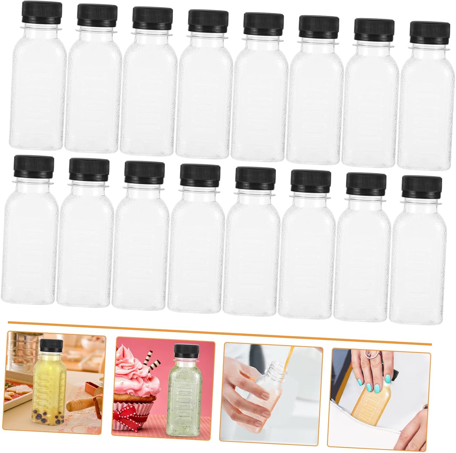 Gatuida 20pcs Reusable Empty Bottles Thicken Plastic Milk Bottles Multi-function Blender for School College Travel