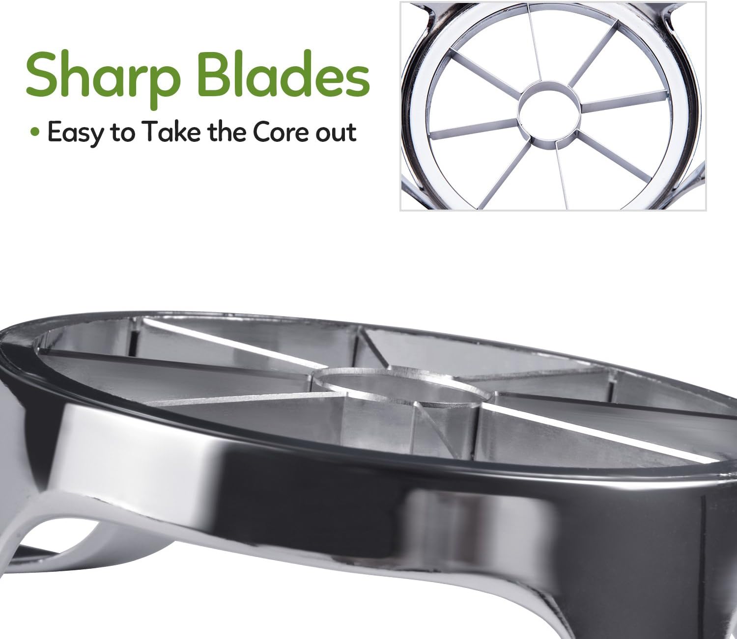 Apple Slicer, 8 Slices Stainless Steel Apples Cutter and Corer, Heavy Duty Fruit Cutting Tool, Divider for Pears, Potatoes Up to 4 Inches