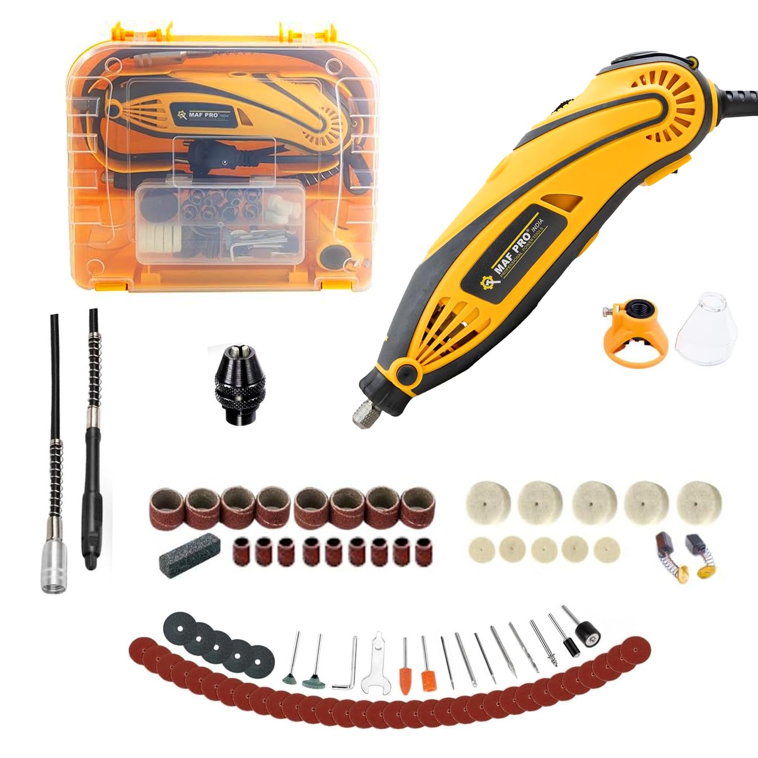 MAF PRO MPMG253 100 Pcs Mini Rotary Die Grinder Kit - Versatile, Powerful & Precise for Jade Carving, Wood Punching, Sanding, Buffing, Polishing, Engraving - Flexible Shaft, Variable Speed (240W) (B0CNTM722F) Amazon Price History, Amazon Price Tracker
