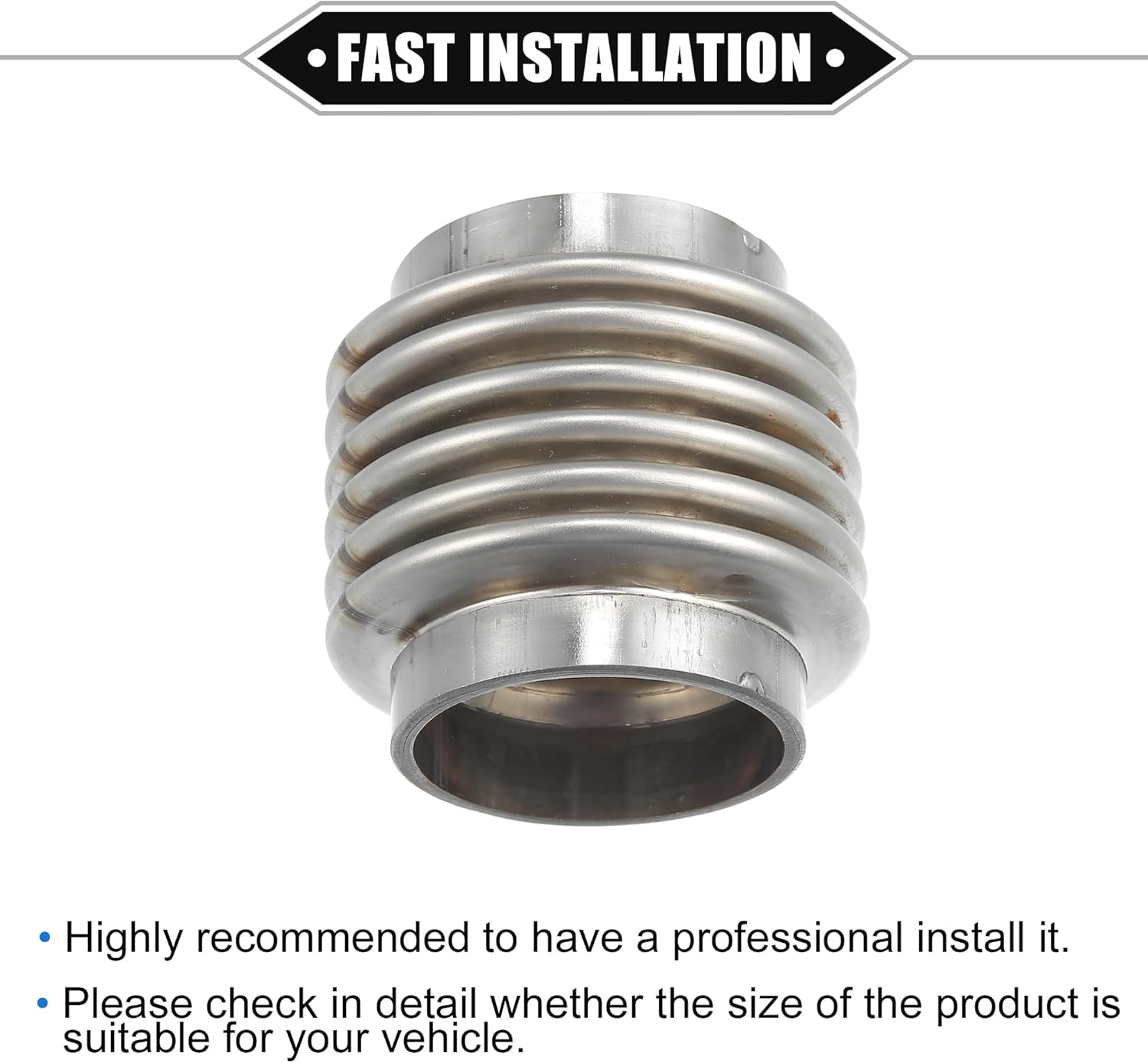 Car Exhaust Flexible Pipe, 45x63.5mm 1.77"x2.5" Exhaust Flex Connector Pipes Bellows Universal for Car Durable Stainless Steel Silver Tone (Pack of 2)