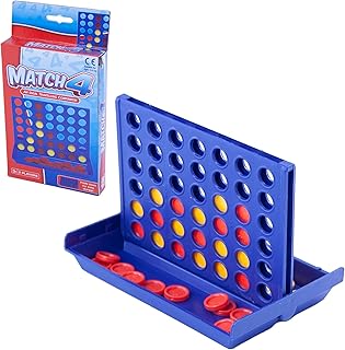 Travel Sized Classic 4 in a Row Game, 42 Counters, Mini Size Board Game for Kids, Match Four in a Line, Ideal Travelling Companion for Family Fun, Kids and Adults Will Love This Pocket Sized Game