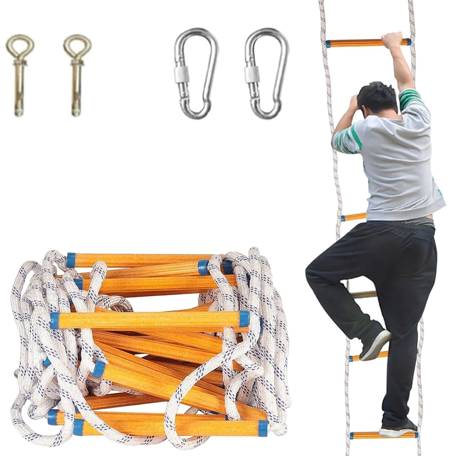 GYKOZY Fire Escape Rope Ladder, Emergency Safetys Ladder for Climbing, Soft Rope Design, 25M Length for Secure and Reliable Use