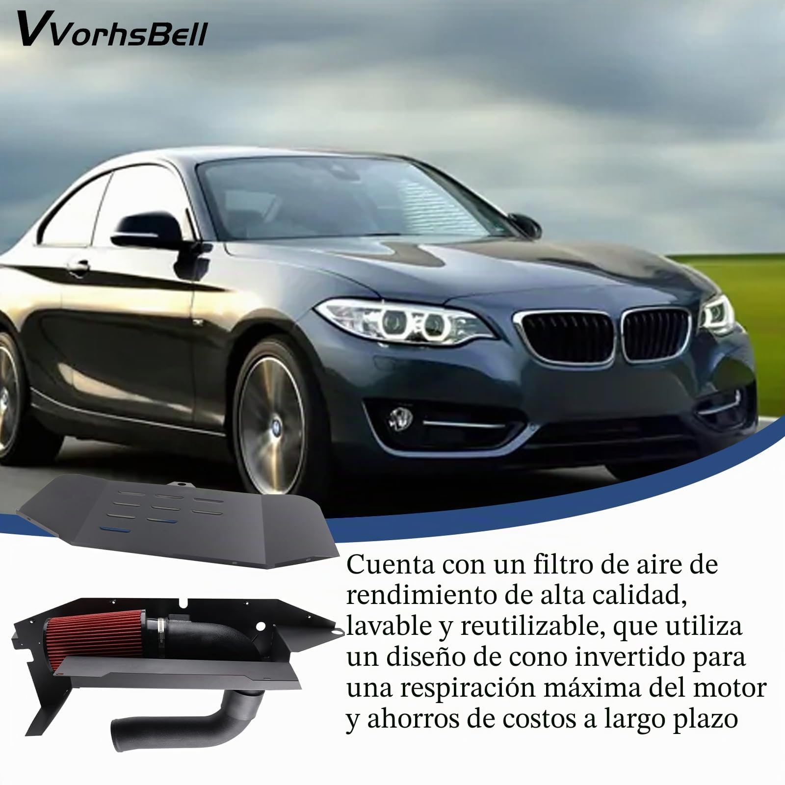 Admisión de aire frío compatible con BMW N20 N26 2.0T F30 F32 328i 428i 320i 420i 228i Kit de sistema de admisión de rendimiento con filtro de alto flujo