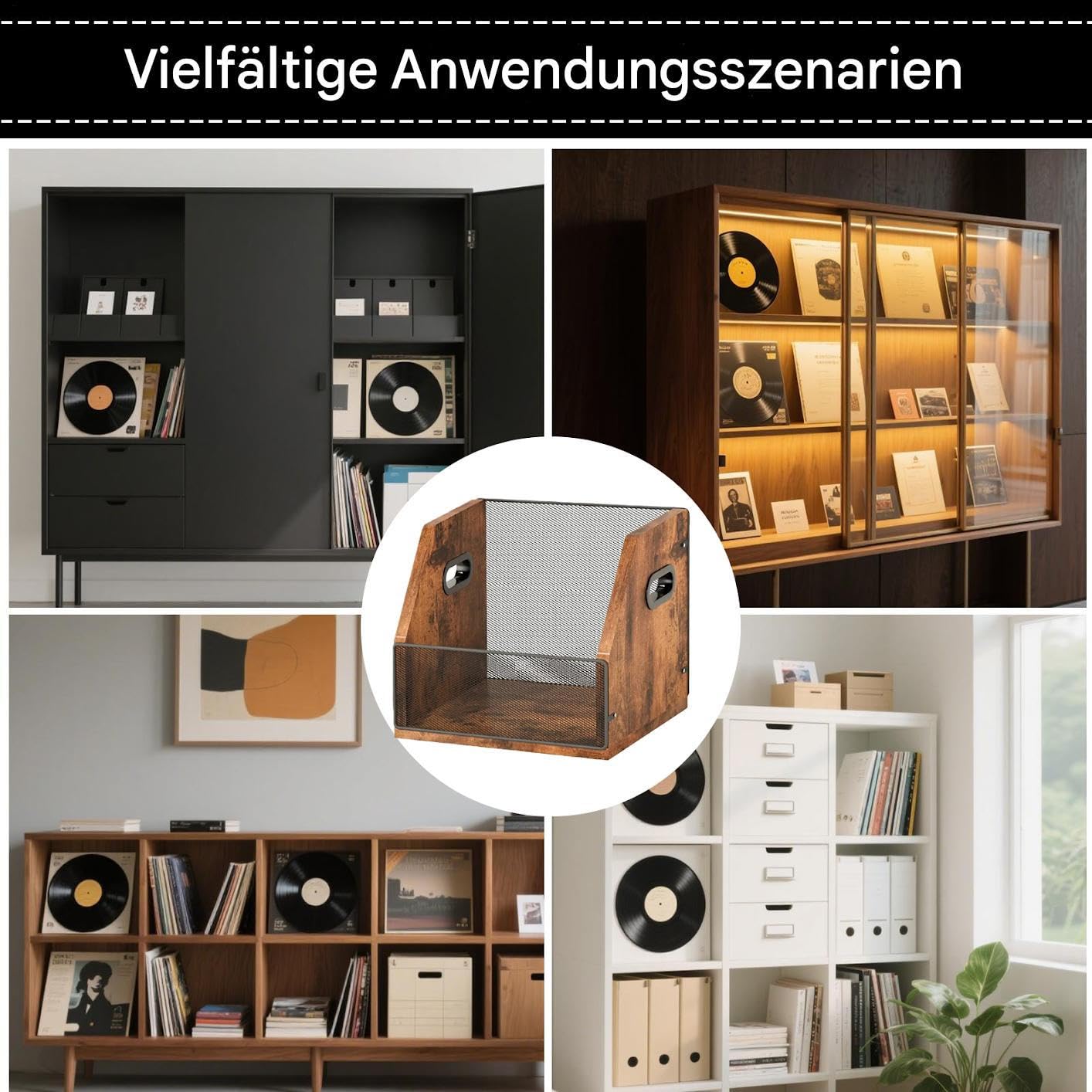 Soporte para Discos Madera Retro Gran Capacidad | Expositor De Discos Para Escritorio Para Dormitorio Garaje Sala De Estar Dormitorio Armario Amantes De La Música