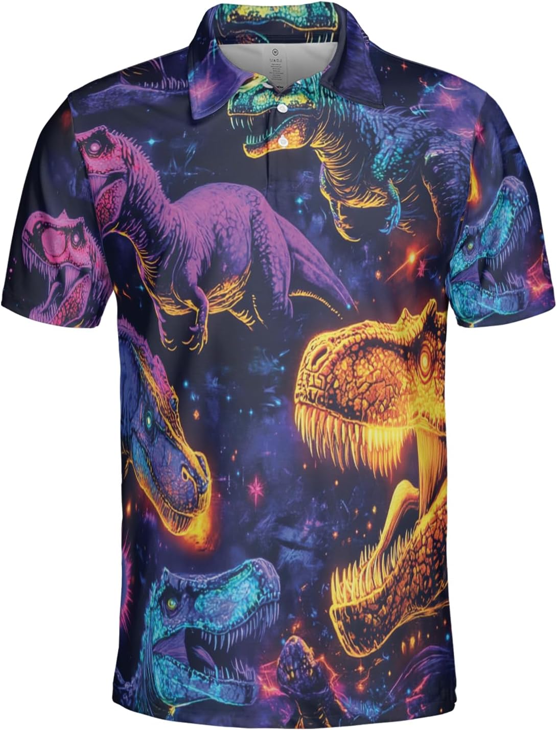 Neon Animal Golf Polo Shirts for Men - Galaxy Space Mens Polo Shirts Short Sleeve Regular Fit Series 131