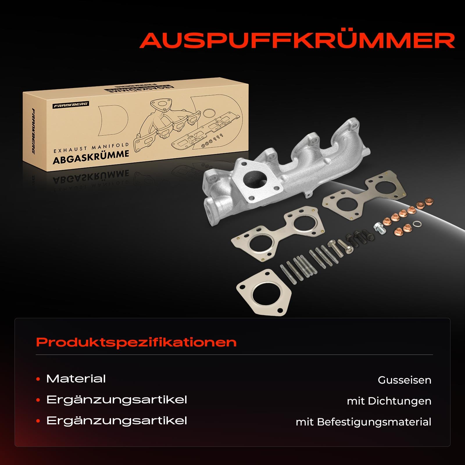 Frankberg Auspuffkrümmer mit Krümmerdichtung Stehbolzen Kompatibel mit 1er E81 E87 1er F20 F21 2 Coupe F22 F87 3er E90 5er E60 X1 E84 X3 E83 Replace# 11627810182