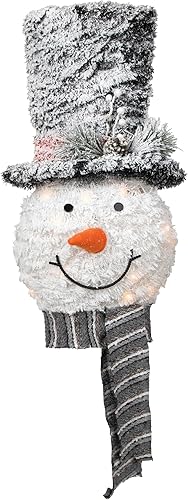 25" Lighted Snowman with Black Frosted Top Hat Christmas Tree Topper