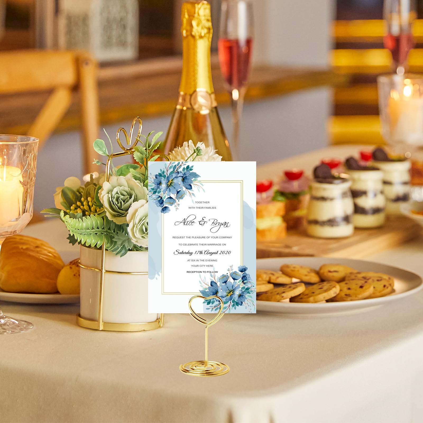15 Porte-noms De Table En Métal Doré - Forme Infini, Pour Mariages, Anniversaires, Restaurants