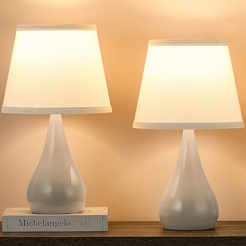 Miniatura 8 de Juego de 2 lámparas táctiles pequeñas y modernas de 18.1 pulgadas para mesita de noche, con regulables de 3 vías, lámparas de mesa para sala de