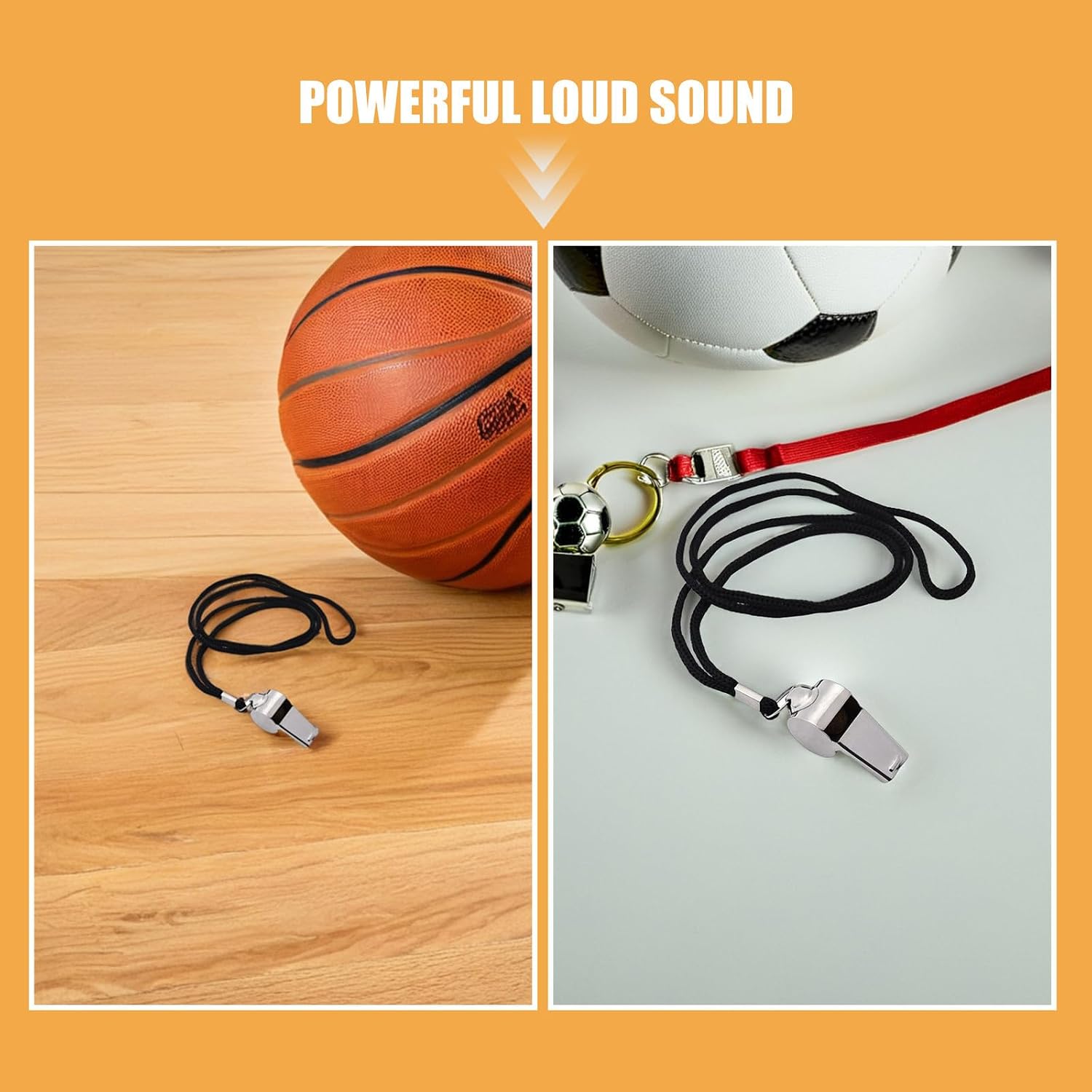 Referee Whistle Metal Stainless Steel 15pcs with Lanyard | Loud Sports Whistle, Compact Portable Design, Rust and Corrosion Resistance