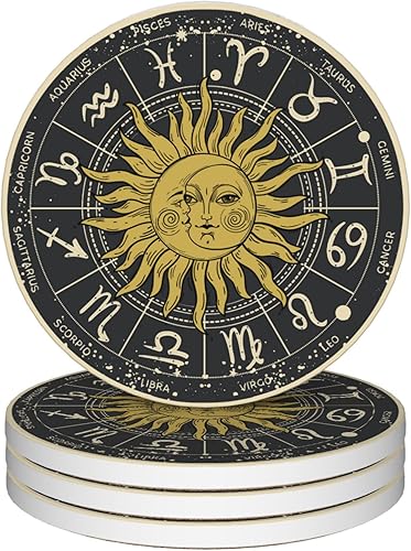 Miniatura 13 de Juego de 4 posavasos para bebidas, diseño de plantas verde salvia, redondos de 4 pulgadas, posavasos de cerámica absorbente con base de corcho,