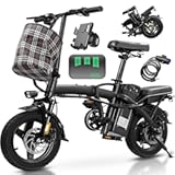 Electric Bike for Adults Teens, Commuter City Folding ebike with 560W Motor and 48V Battery, 24MPH 3-Level Pedals Assist, Dual Disc Brakes,14" Compact Foldable Electric Bicycle with UL 2849 Certified