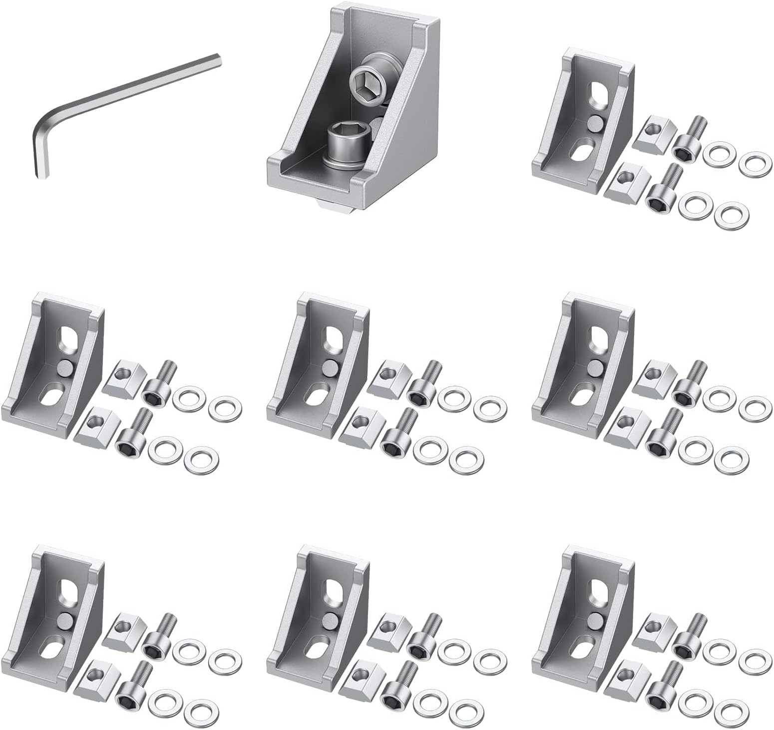 10x Eckwinkel 40x40 Aluprofil - Winkelverbinder Mit Montagematerial Für Stabile Rahmen