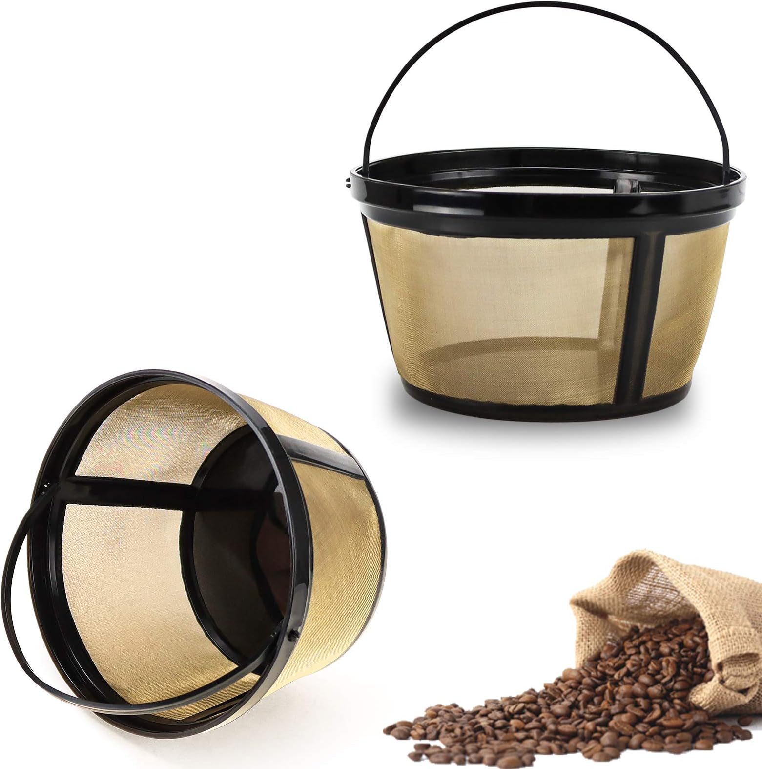 Reusable Coffee Filters Basket, 2 Pack for 8-12 Cup by Fetechmate -Save on Filter Papers