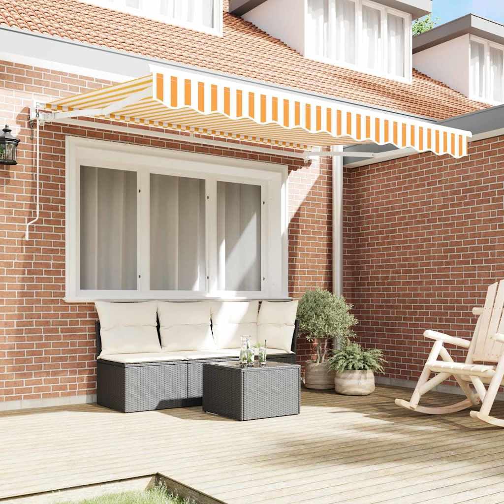 Cadre d'auvent Jaune et Blanc 300 x 200 cm Store banne rétractable avec Toile Polyester Enduit PU, Cadre Aluminium revêtu Poudre, Protection Soleil et Pluie pour Jardin terrasse Patio
