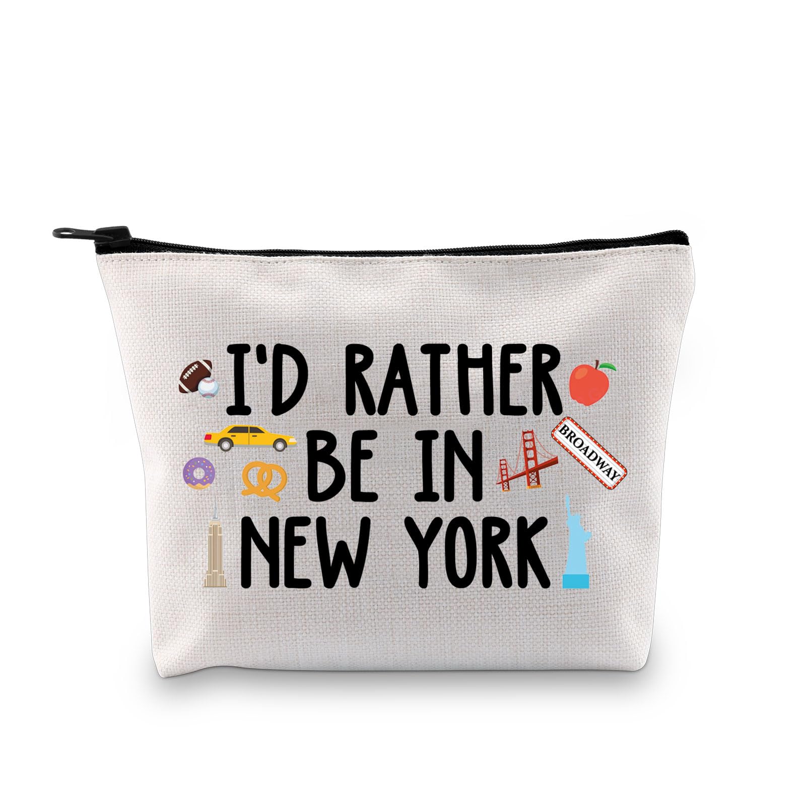 New York City Makeup Bag NYC Souvenir Gifts New York Themed Girls Trip Gift Vacation Travel Bag I'd Rather Be in New York Cosmetic Bag (Rather Be in New York ku)