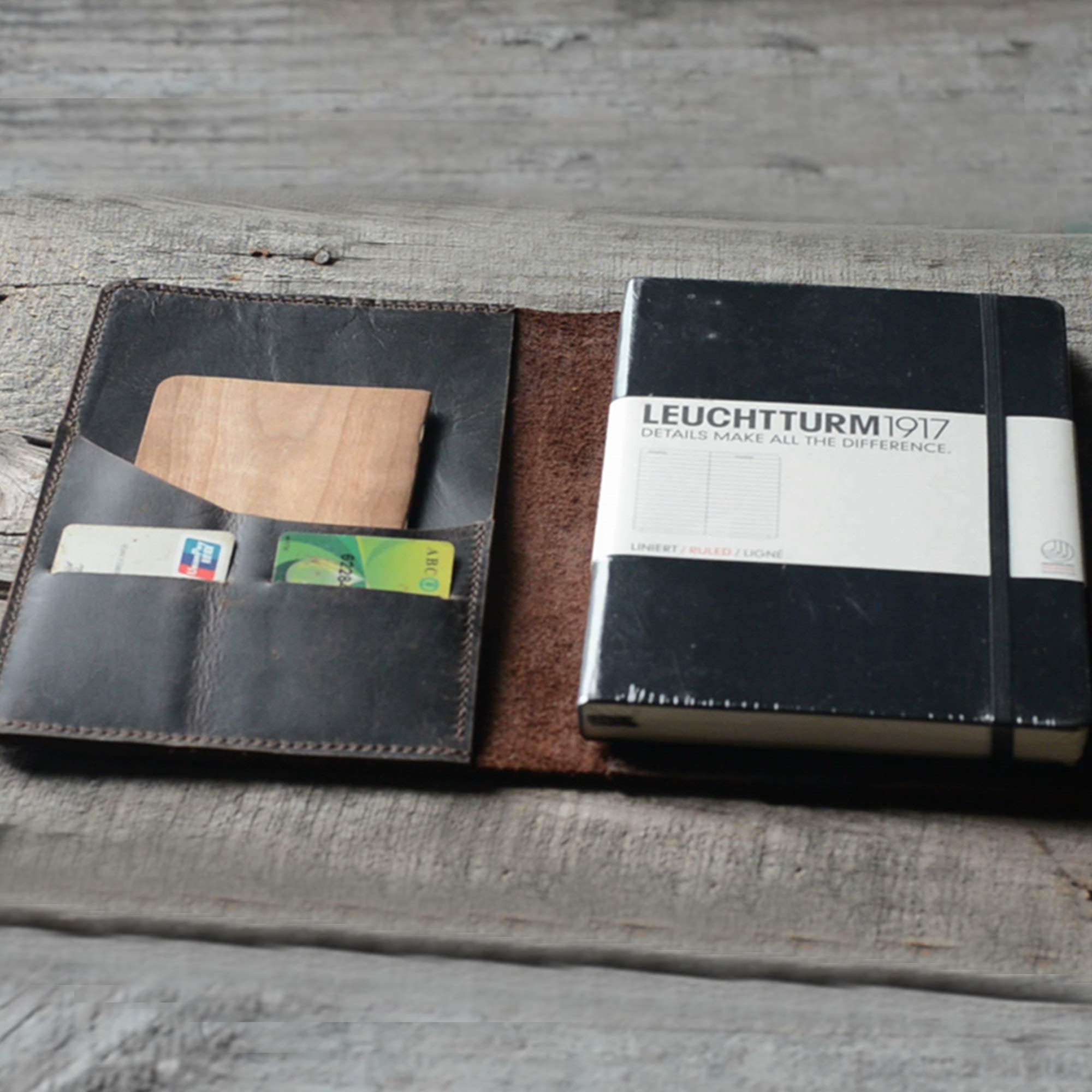 JJNUSA Nachfüllbares Geschenk Leder Notizbuch zum Schreiben Vintage Leder Reisetagebuch Cover für Rocketbook Moleskin Leuchtturm 1917 Medium 01 (A5, dunkelbraun)
