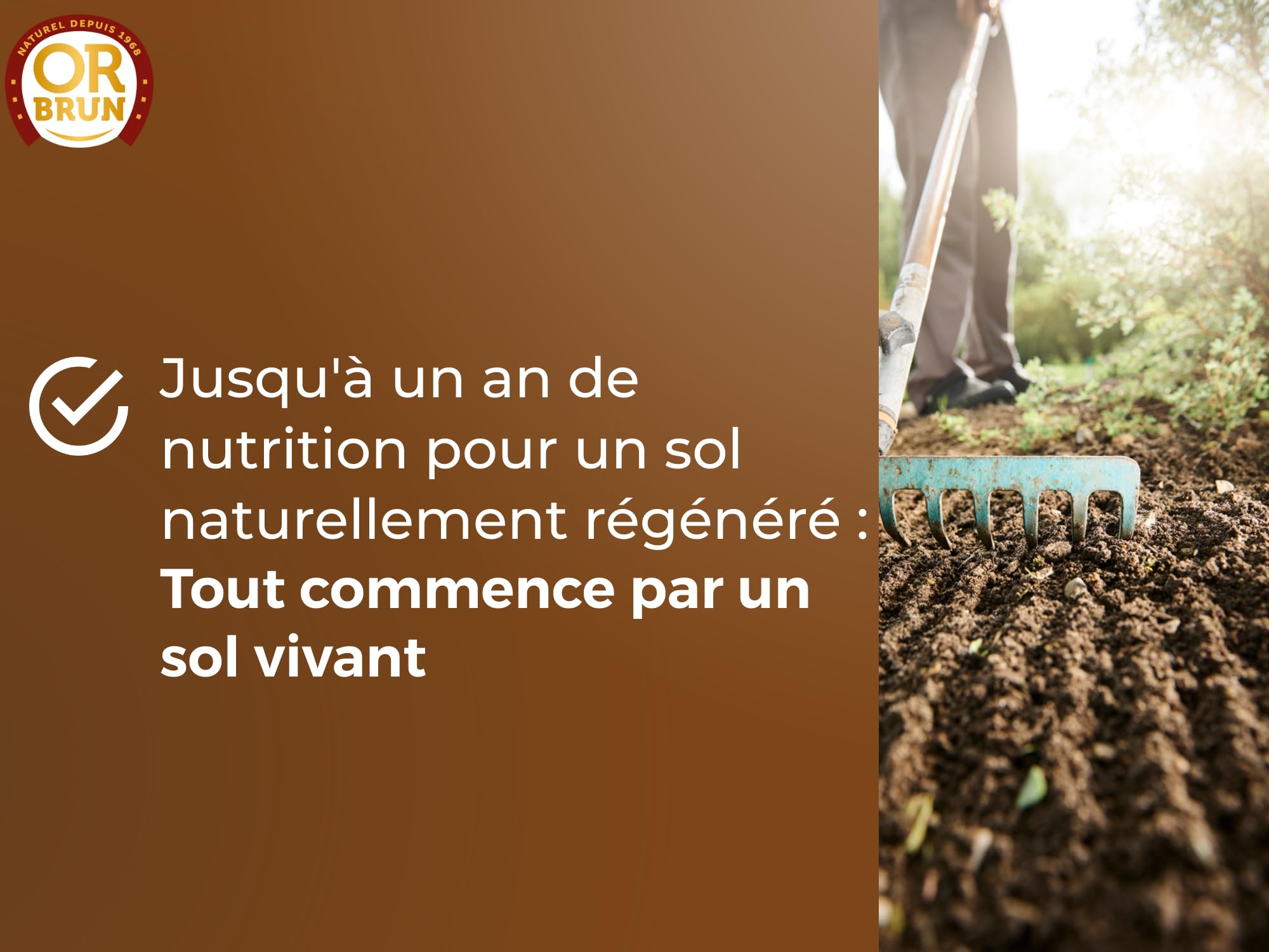 OR BRUN Authentique Fertilisant - Fertilisant Essentiel Pour Le Sol - 10kg - 20m² - Fumiers & Algues OBRAAUT10