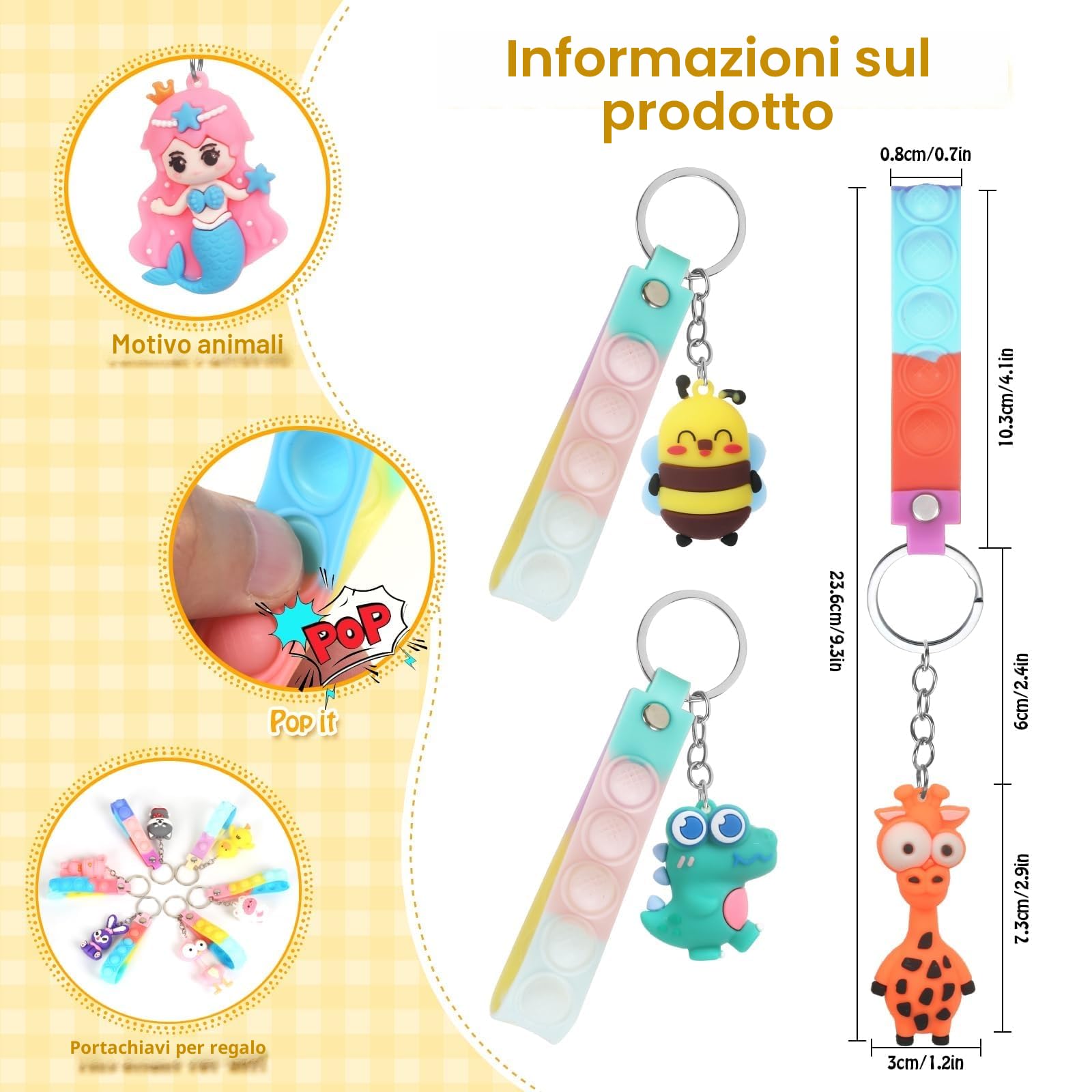 Gudotra 32 Pezzi Portachiavi Animale Gadget Compleanno Bambini con Pop it Fidget Toys Antistress Regalini per Invitati Alunni Fine Anno Scolastico Pensierini per Bambini Dopo Festa
