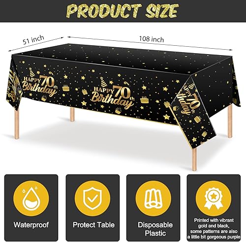 Miniatura 3 de Zonon Decoraciones de mesa para fiesta de cumpleaños número 70 para hombres y mujeres, 35 piezas de regalo a 70 años, mantel de pancarta de globos