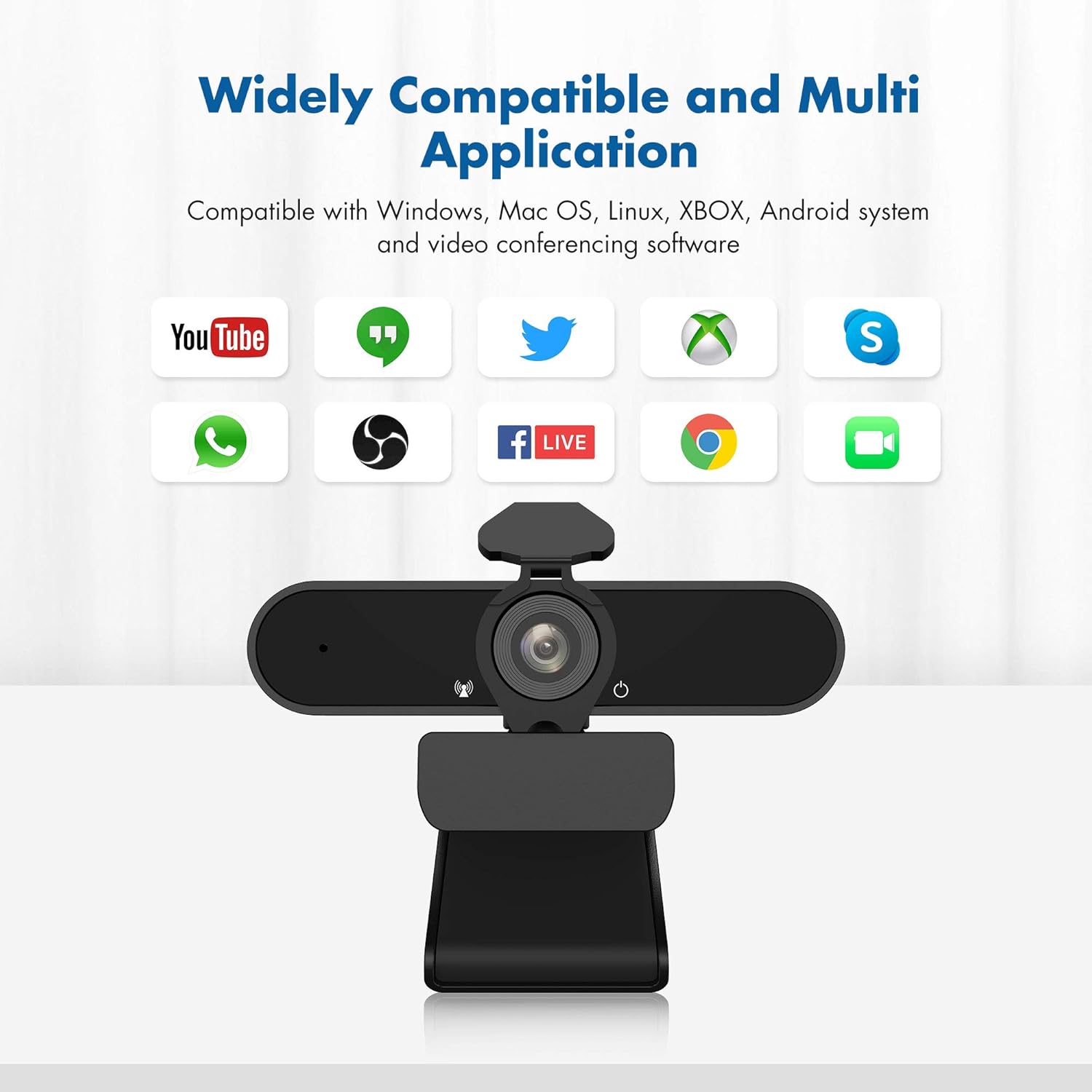 2K Webcam with Microphone and Privacy Cover, QHD 30fps USB 3.0 Computer Camera with Auto Light Correction, Plug and Play, for Zoom/Skype/Teams/OBS/Facetime, PC Mac Laptop Desktop : Electronics