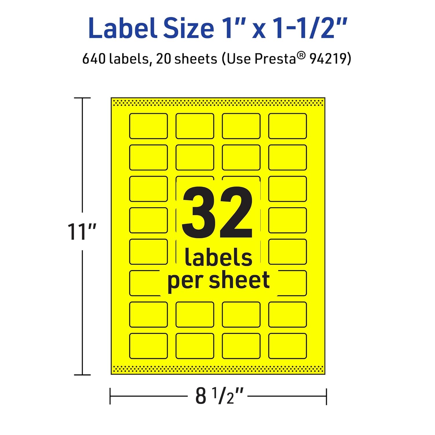 Avery Printable Rectangle Labels, Sure Feed Technology, 1" x 1-1/2", Neon Yellow Labels, Print-to-The-Edge, Laser/Inkjet Printable, 640 Total, Great for Jars and More