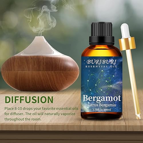 Miniatura 4 de BURIBURI Aceite esencial de bergamota de 3.4 fl oz, aceite de bergamota de aromaterapia 100% puro sin diluir, 3.38 onzas líquidas para jabón,