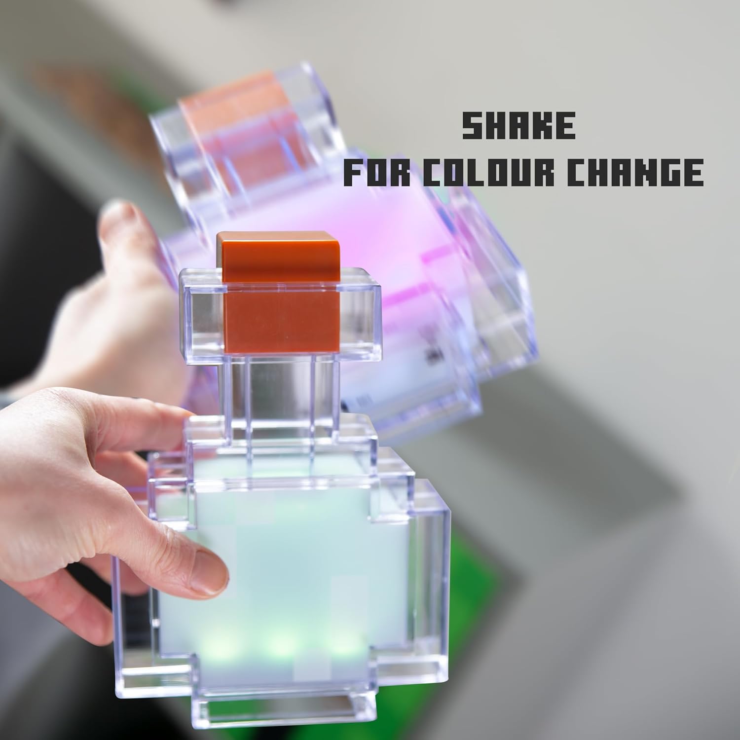 Minecraft: LED Night Lamp - Potion - 7" Night Light w/ 8 Color Modes, Shake for Color Change, Illuminate Up to 6hrs, USB, Game Themed Decor, Licensed