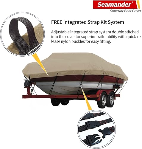 Miniatura 5 de Cubierta Seamander para lancha, resistente e impermeable para casco en V, de tres cascos, para pesca, esquí, estilo profesional para poca