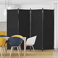 Kecreque 6FT 4-Panel Room Divider Screen - Folding Privacy Partition with Stable Metal Feet, Black for Bedroom Office Kids Room