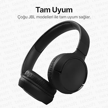 Teknoft JBL için Tune 250 450BT 460BT 500 500BT 510BT 520BT 560BT 600BT 600BTNC 660NC Modelleri İle Uyumlu Yumuşak ve Rahat Kulaklık Pedi ve Kafa Yastığı (Siyah, Kulaklık Pedi + Kafa Yastığı)