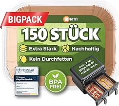 FRITTI Baking Paper for Hot Air Fryer Ninja Pack of 150 Dekra Tested 22 x 14 cm Rectangular Compatible with Dual Zone Airfryer Accessories 8 - 12 L